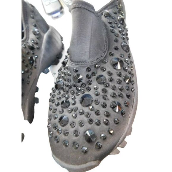 Silvian Heach Size 38 / 7.5 Black Bling Athletic Slip On Designer Shoes EUC - Picture 4 of 7